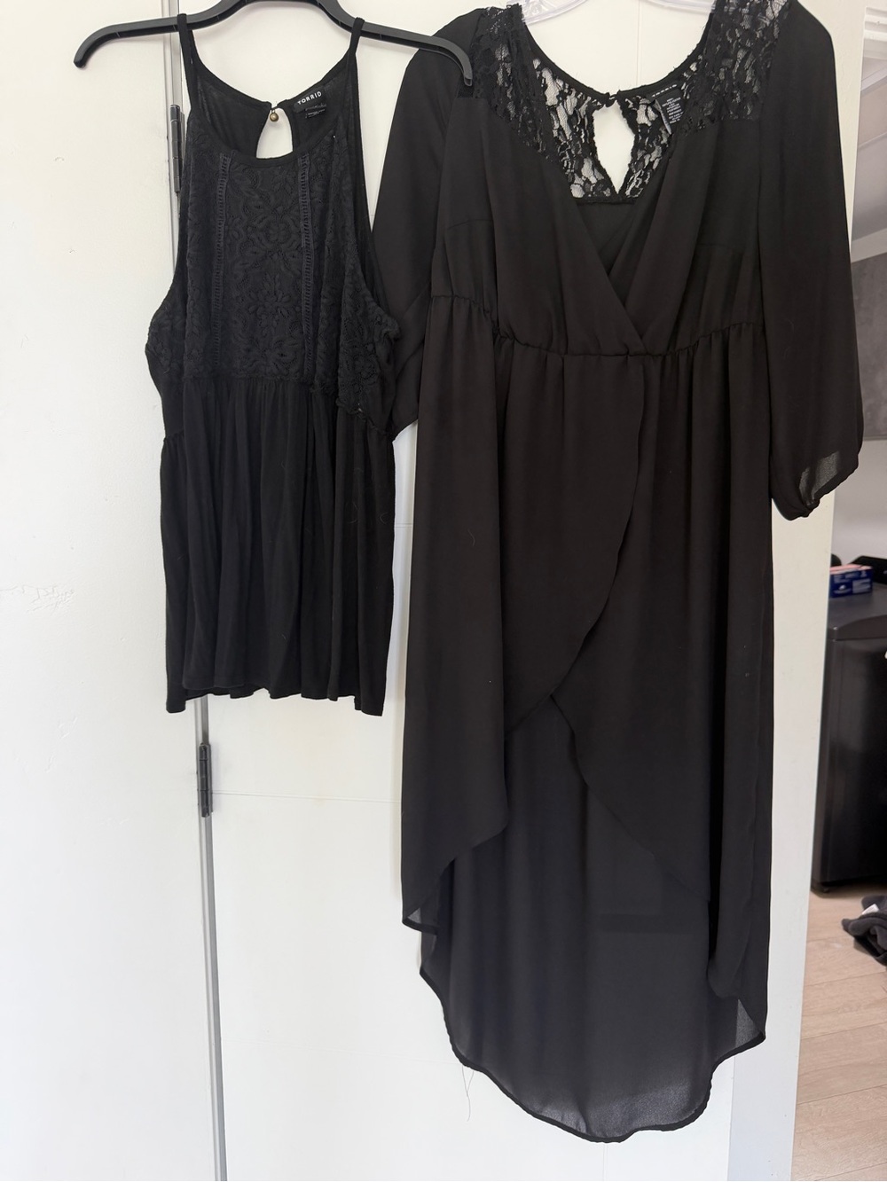 2 torrid Black Lace Women's long blouse and torrid sleeveless shirt